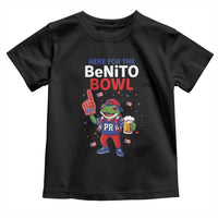 Funny Benito Bowl Puerto Rican Football Toddler T Shirt Coquí Frog Music Fan with Beer and Foam Finger
