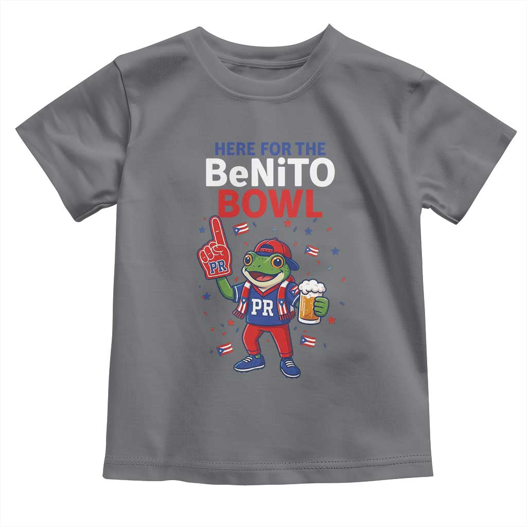 Funny Benito Bowl Puerto Rican Football Toddler T Shirt Coquí Frog Music Fan with Beer and Foam Finger