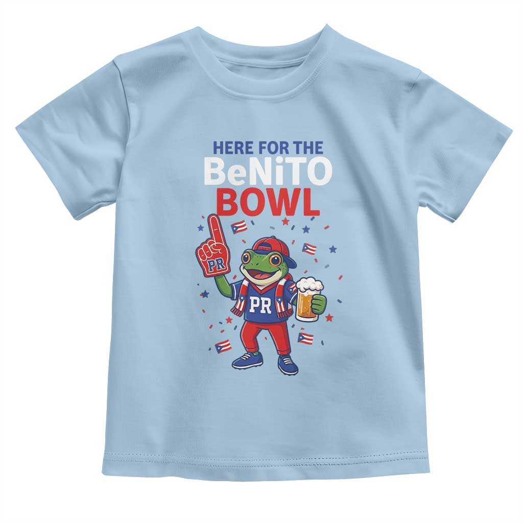 Funny Benito Bowl Puerto Rican Football Toddler T Shirt Coquí Frog Music Fan with Beer and Foam Finger
