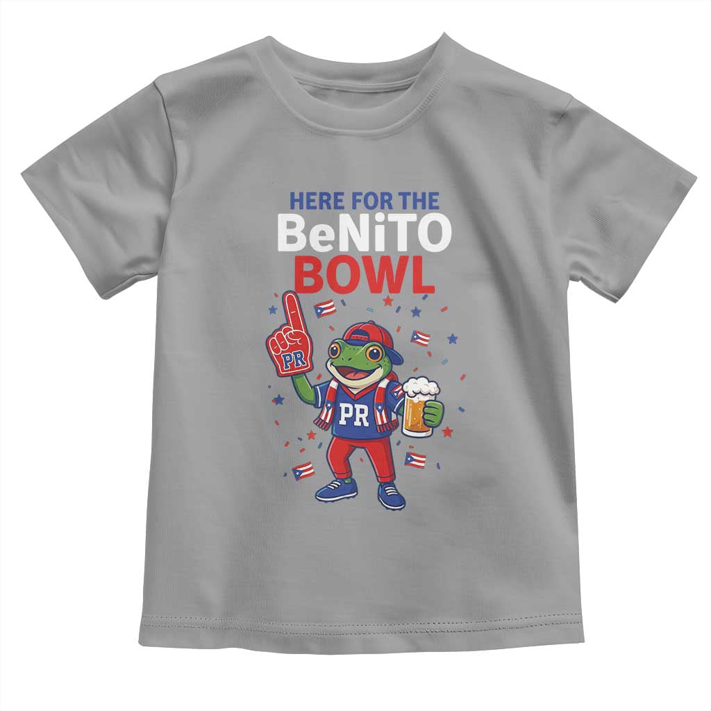 Funny Benito Bowl Puerto Rican Football Toddler T Shirt Coquí Frog Music Fan with Beer and Foam Finger