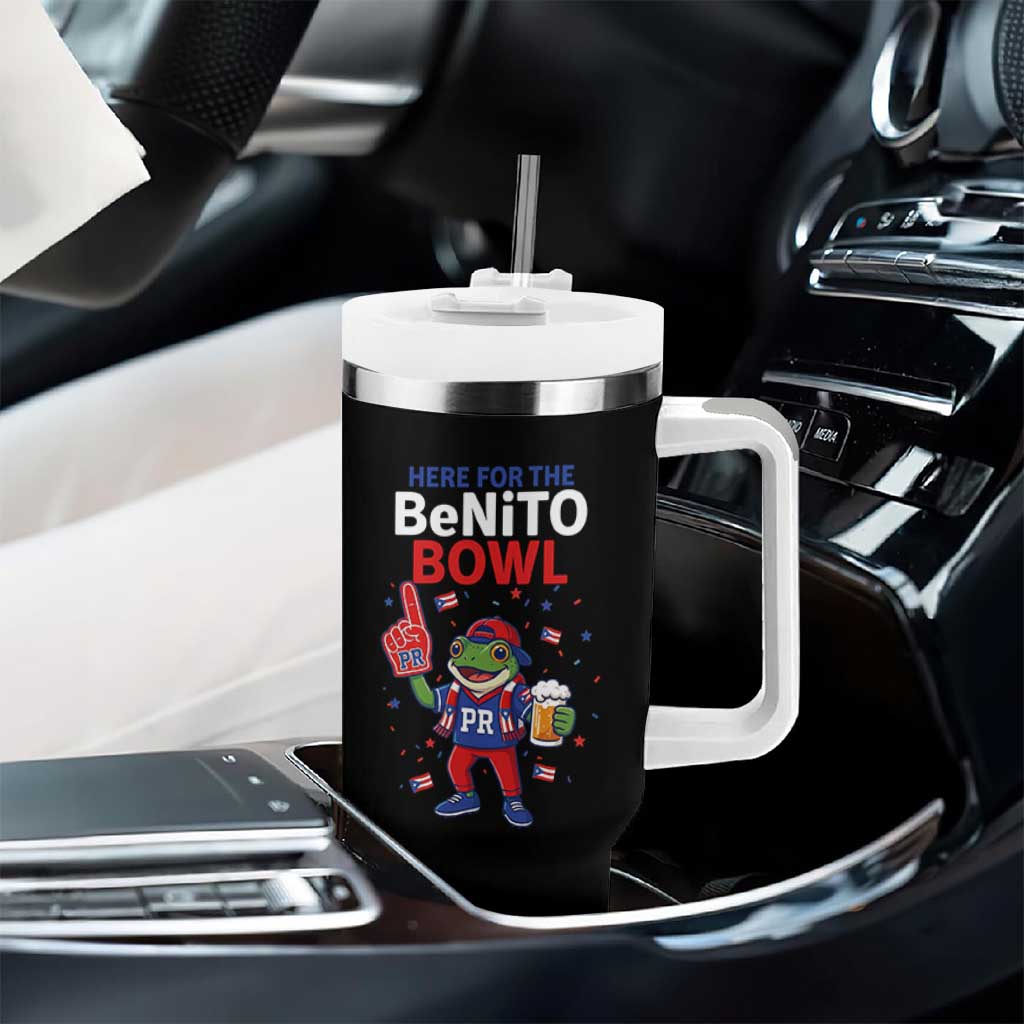 Funny Benito Bowl Puerto Rican Football Tumbler With Handle Coquí Frog Music Fan with Beer and Foam Finger