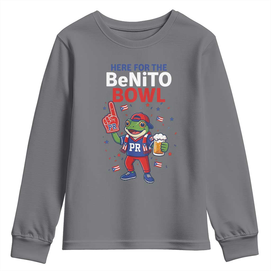 Funny Benito Bowl Puerto Rican Football Youth Sweatshirt Coquí Frog Music Fan with Beer and Foam Finger