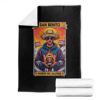 Funny San Benito Patron del Halftime Throw Blanket Bowl 2026 Puerto Rican Football Music Fan