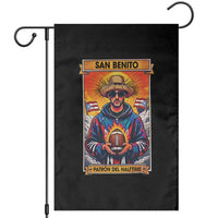 Funny San Benito Patron del Halftime Garden Flag Bowl 2026 Puerto Rican Football Music Fan