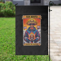 Funny San Benito Patron del Halftime Garden Flag Bowl 2026 Puerto Rican Football Music Fan