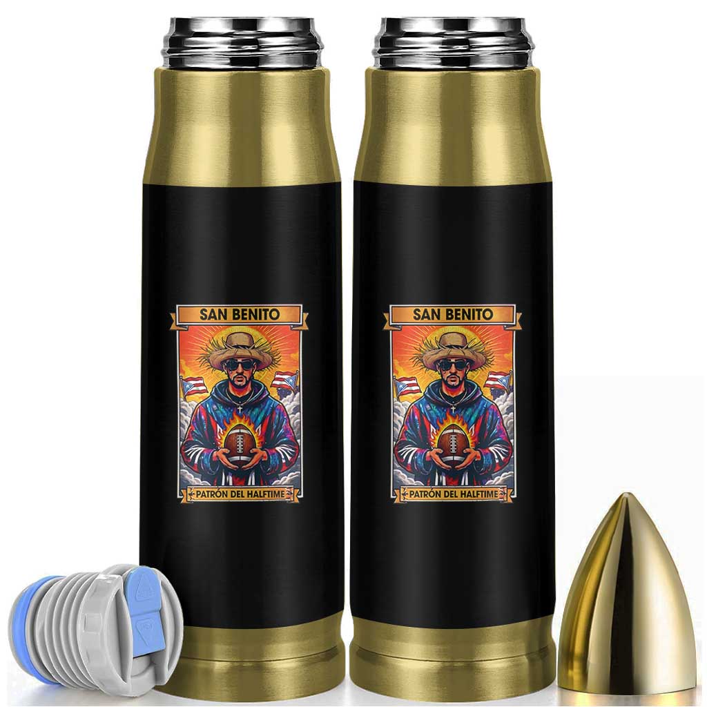Funny San Benito Patron del Halftime Bullet Tumbler Bowl 2026 Puerto Rican Football Music Fan