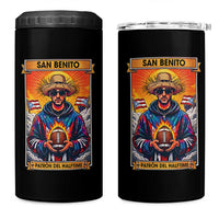 Funny San Benito Patron del Halftime 4 in 1 Can Cooler Tumbler Bowl 2026 Puerto Rican Football Music Fan