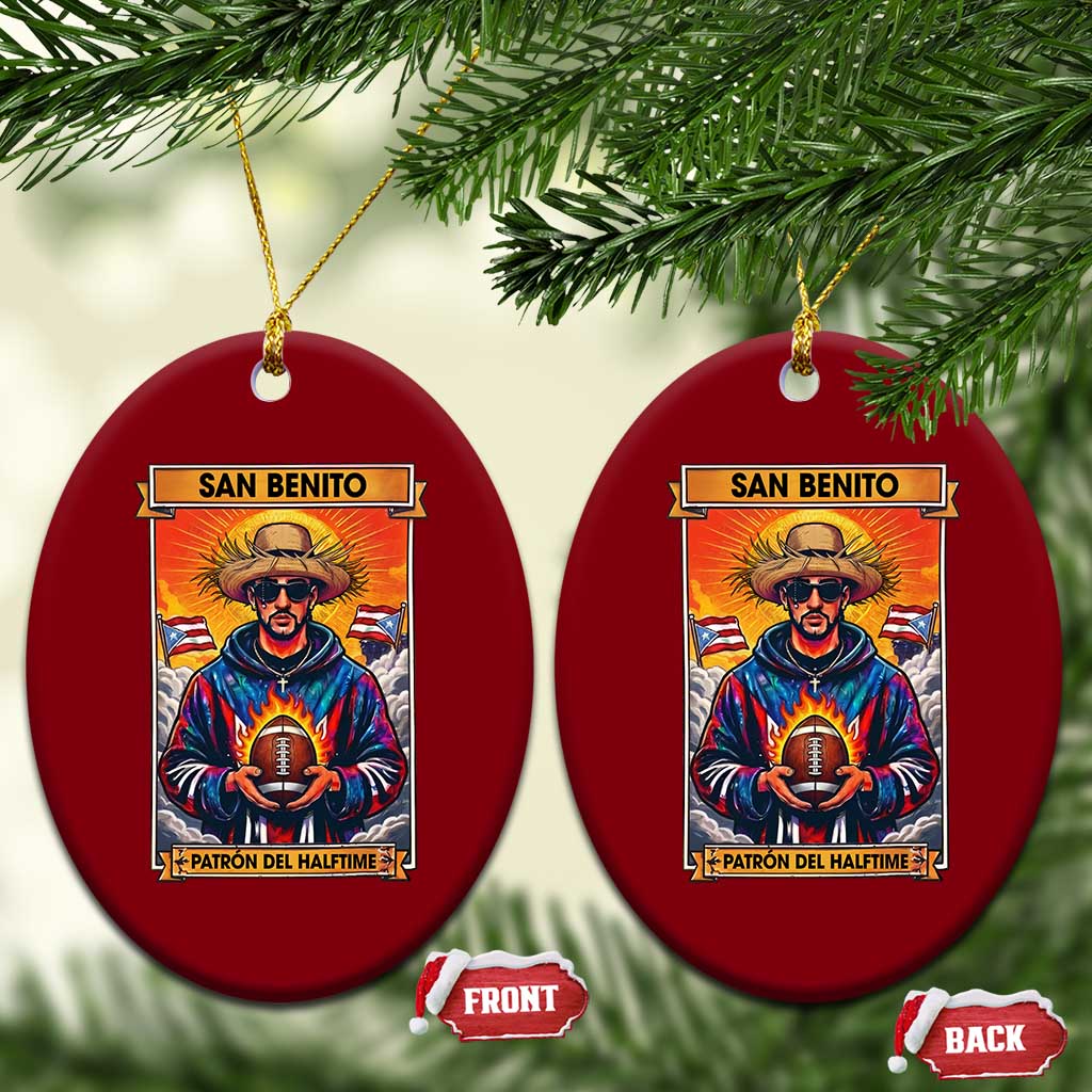 Funny San Benito Patron del Halftime Ceramic Ornament Bowl 2026 Puerto Rican Football Music Fan