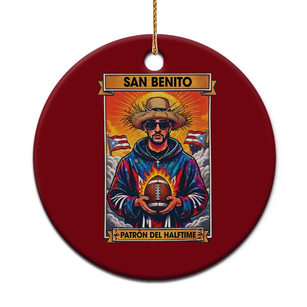 Funny San Benito Patron del Halftime Ceramic Ornament Bowl 2026 Puerto Rican Football Music Fan