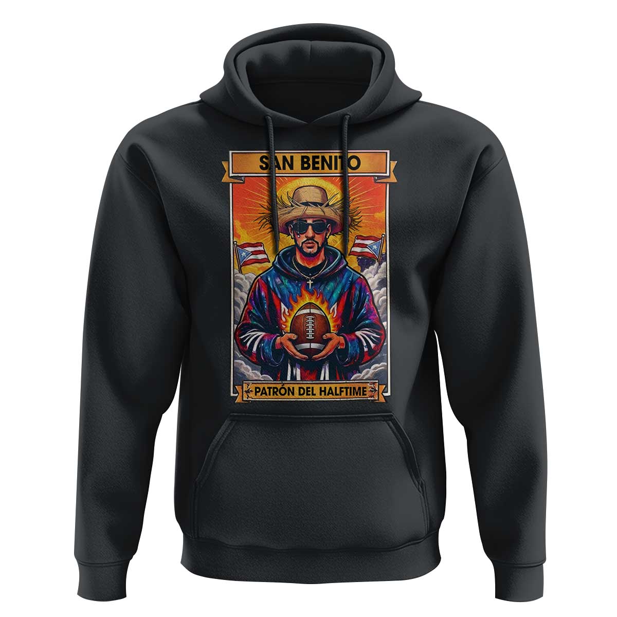 Funny San Benito Patron del Halftime Hoodie Bowl 2026 Puerto Rican Football Music Fan