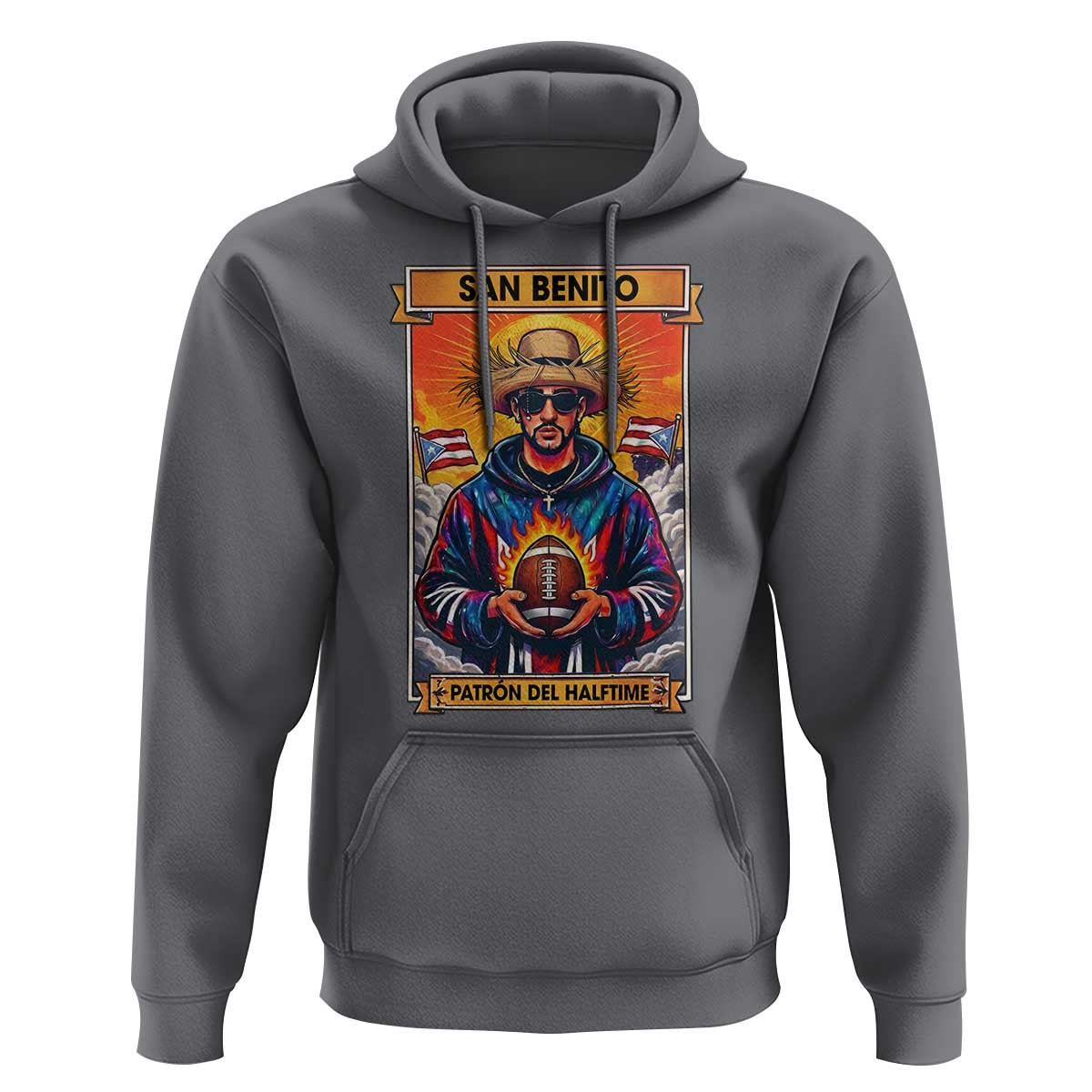 Funny San Benito Patron del Halftime Hoodie Bowl 2026 Puerto Rican Football Music Fan