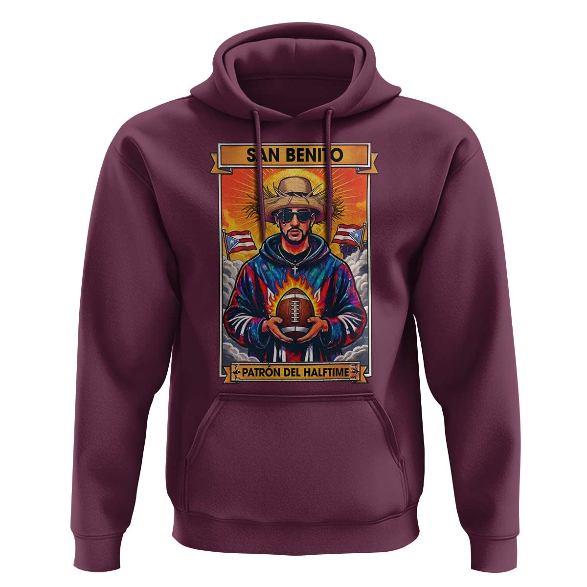 Funny San Benito Patron del Halftime Hoodie Bowl 2026 Puerto Rican Football Music Fan