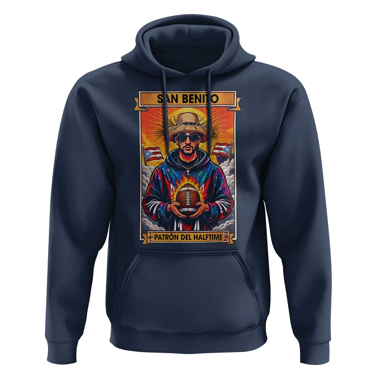 Funny San Benito Patron del Halftime Hoodie Bowl 2026 Puerto Rican Football Music Fan