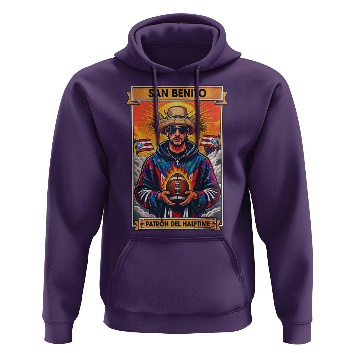 Funny San Benito Patron del Halftime Hoodie Bowl 2026 Puerto Rican Football Music Fan