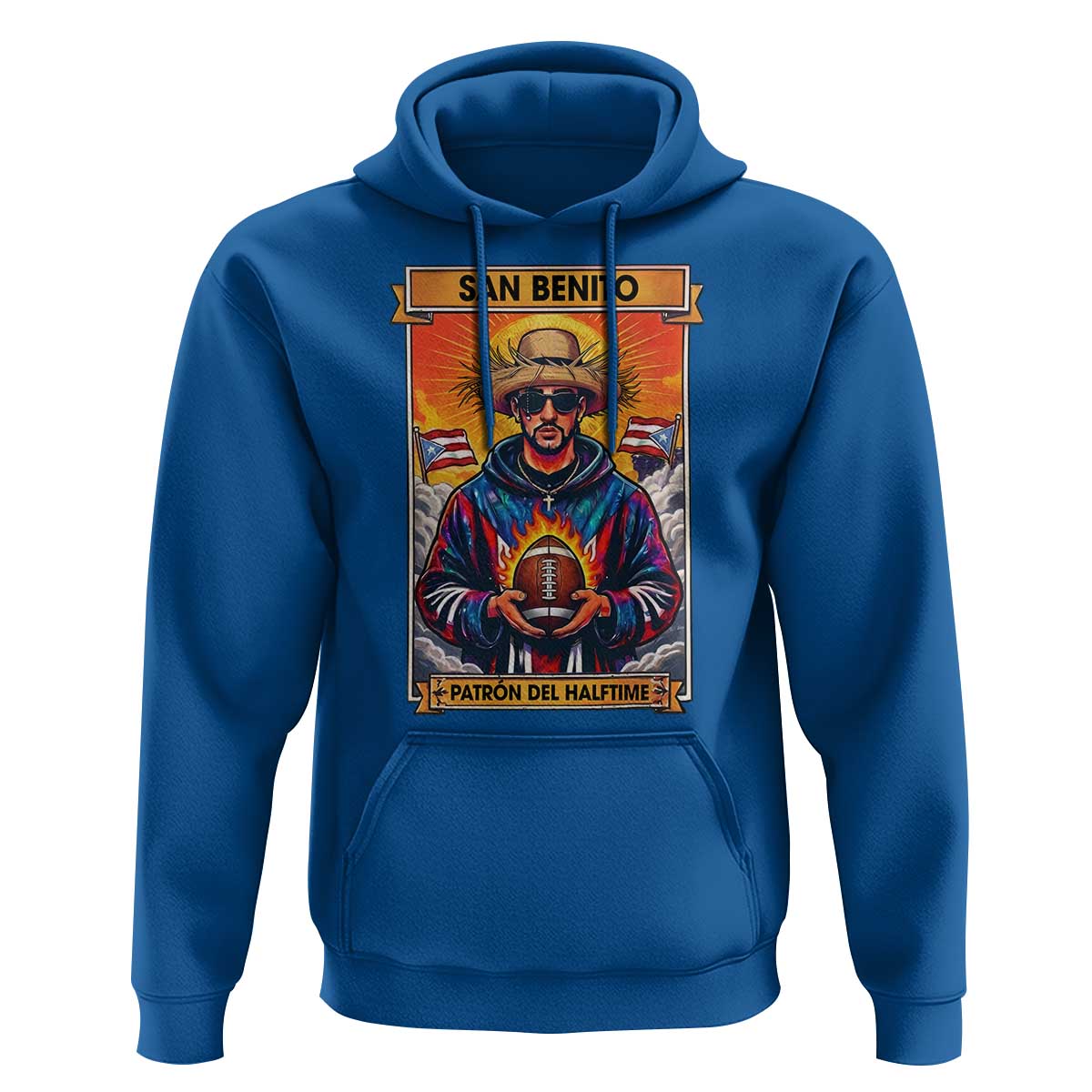 Funny San Benito Patron del Halftime Hoodie Bowl 2026 Puerto Rican Football Music Fan