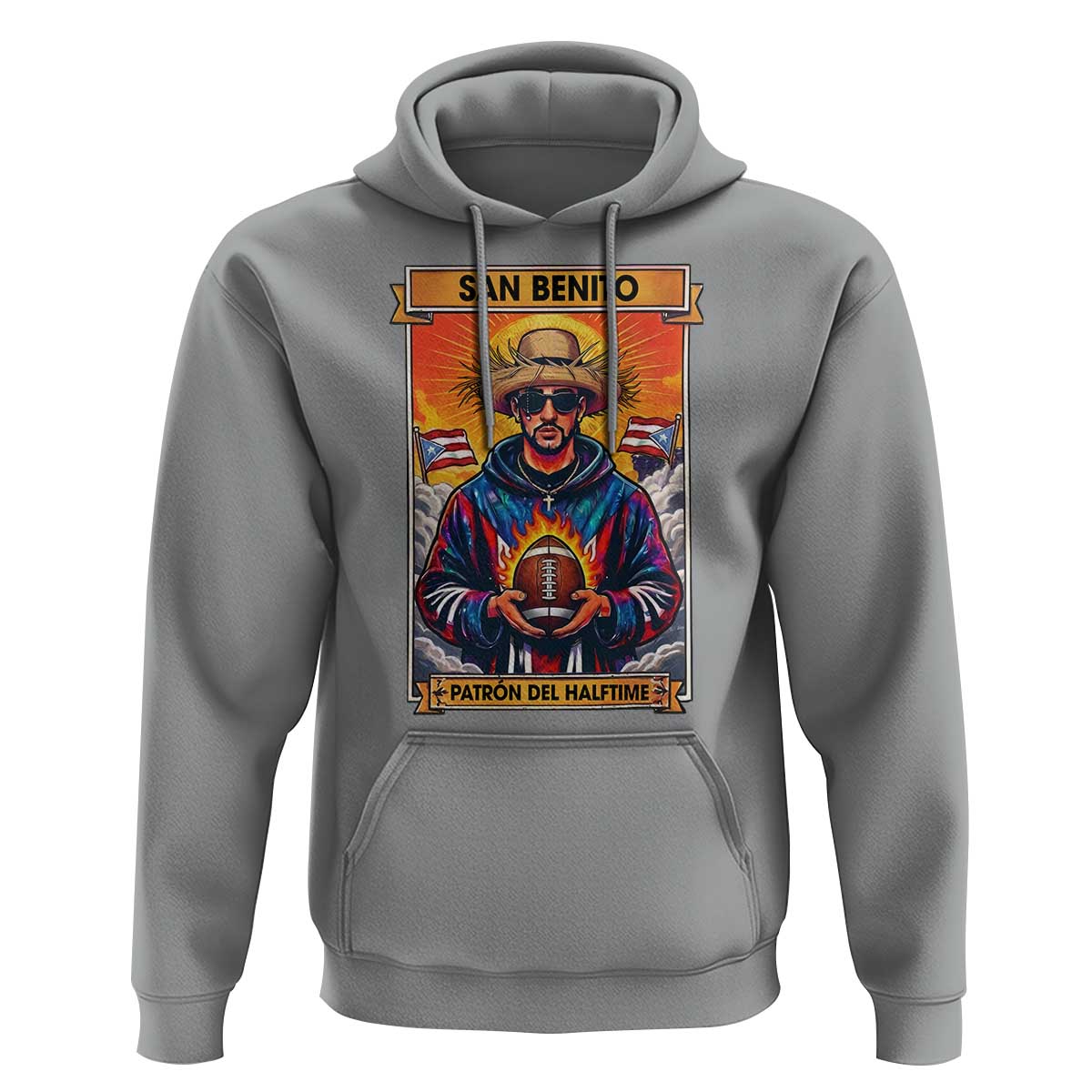 Funny San Benito Patron del Halftime Hoodie Bowl 2026 Puerto Rican Football Music Fan