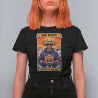 Funny San Benito Patron del Halftime T Shirt For Women Bowl 2026 Puerto Rican Football Music Fan