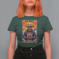 Funny San Benito Patron del Halftime T Shirt For Women Bowl 2026 Puerto Rican Football Music Fan