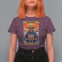 Funny San Benito Patron del Halftime T Shirt For Women Bowl 2026 Puerto Rican Football Music Fan
