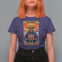 Funny San Benito Patron del Halftime T Shirt For Women Bowl 2026 Puerto Rican Football Music Fan