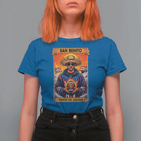 Funny San Benito Patron del Halftime T Shirt For Women Bowl 2026 Puerto Rican Football Music Fan