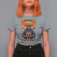 Funny San Benito Patron del Halftime T Shirt For Women Bowl 2026 Puerto Rican Football Music Fan
