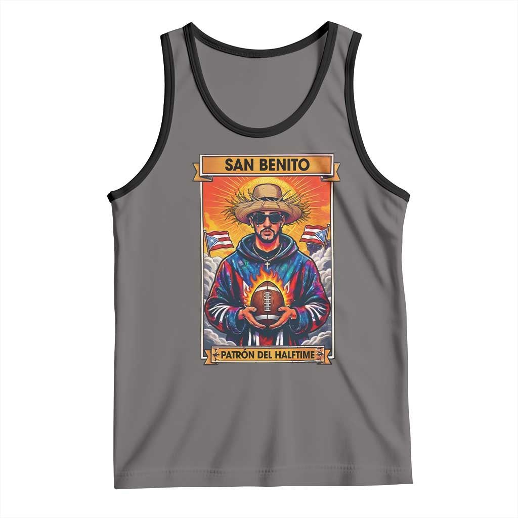 Funny San Benito Patron del Halftime Tank Top Bowl 2026 Puerto Rican Football Music Fan