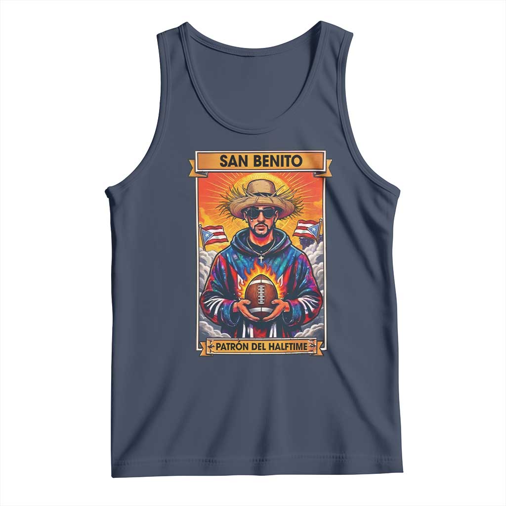Funny San Benito Patron del Halftime Tank Top Bowl 2026 Puerto Rican Football Music Fan
