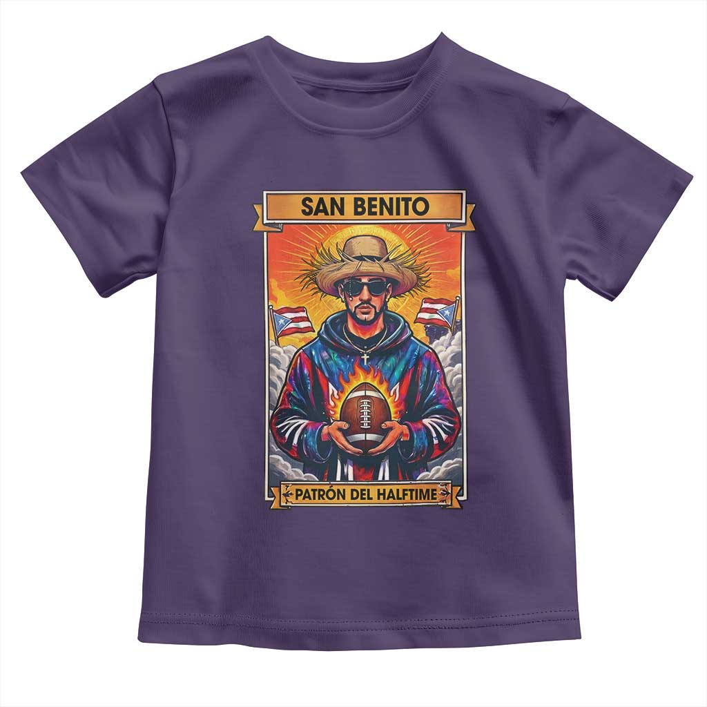 Funny San Benito Patron del Halftime Toddler T Shirt Bowl 2026 Puerto Rican Football Music Fan
