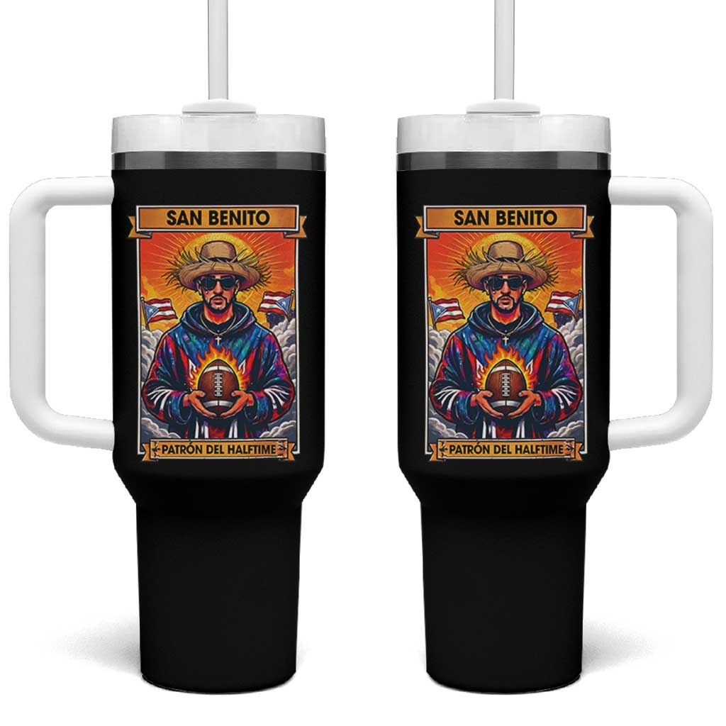 Funny San Benito Patron del Halftime Tumbler With Handle Bowl 2026 Puerto Rican Football Music Fan