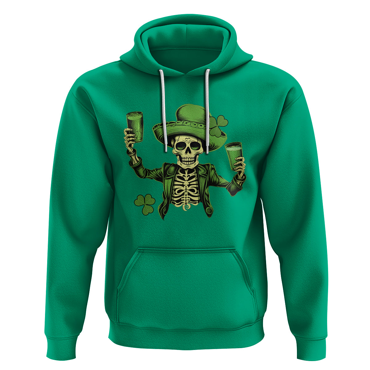 Funny St. Patricks Day Drinking Skeleton Hoodie for Beer Lover Alcoholic - Wonder Print Shop