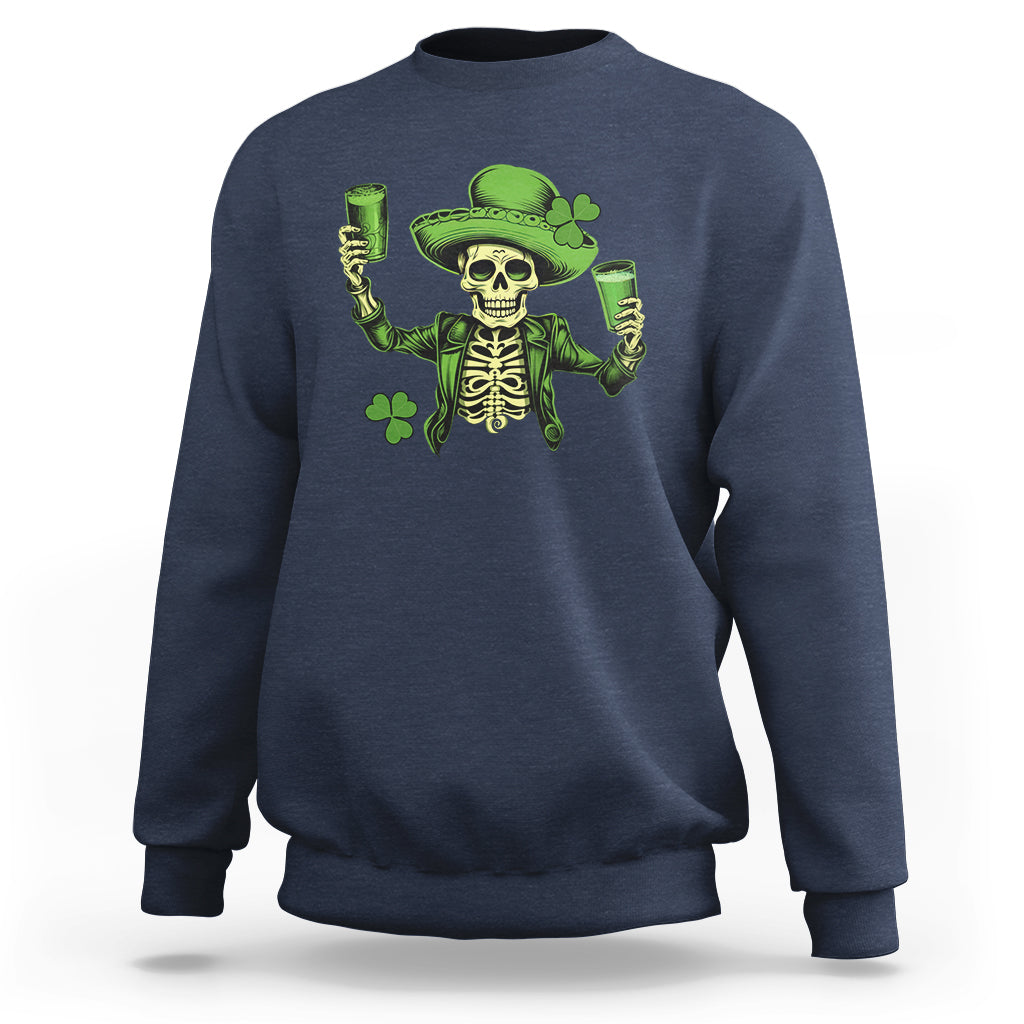 Funny St. Patricks Day Drinking Skeleton Sweatshirt for Beer Lover Alcoholic - Wonder Print Shop