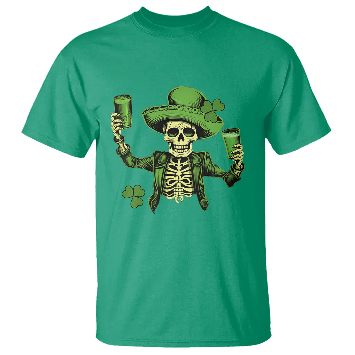 Funny St. Patricks Day Drinking Skeleton T Shirt for Beer Lover Alcoholic - Wonder Print Shop