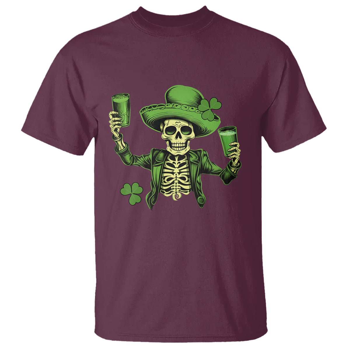 Funny St. Patricks Day Drinking Skeleton T Shirt for Beer Lover Alcoholic - Wonder Print Shop