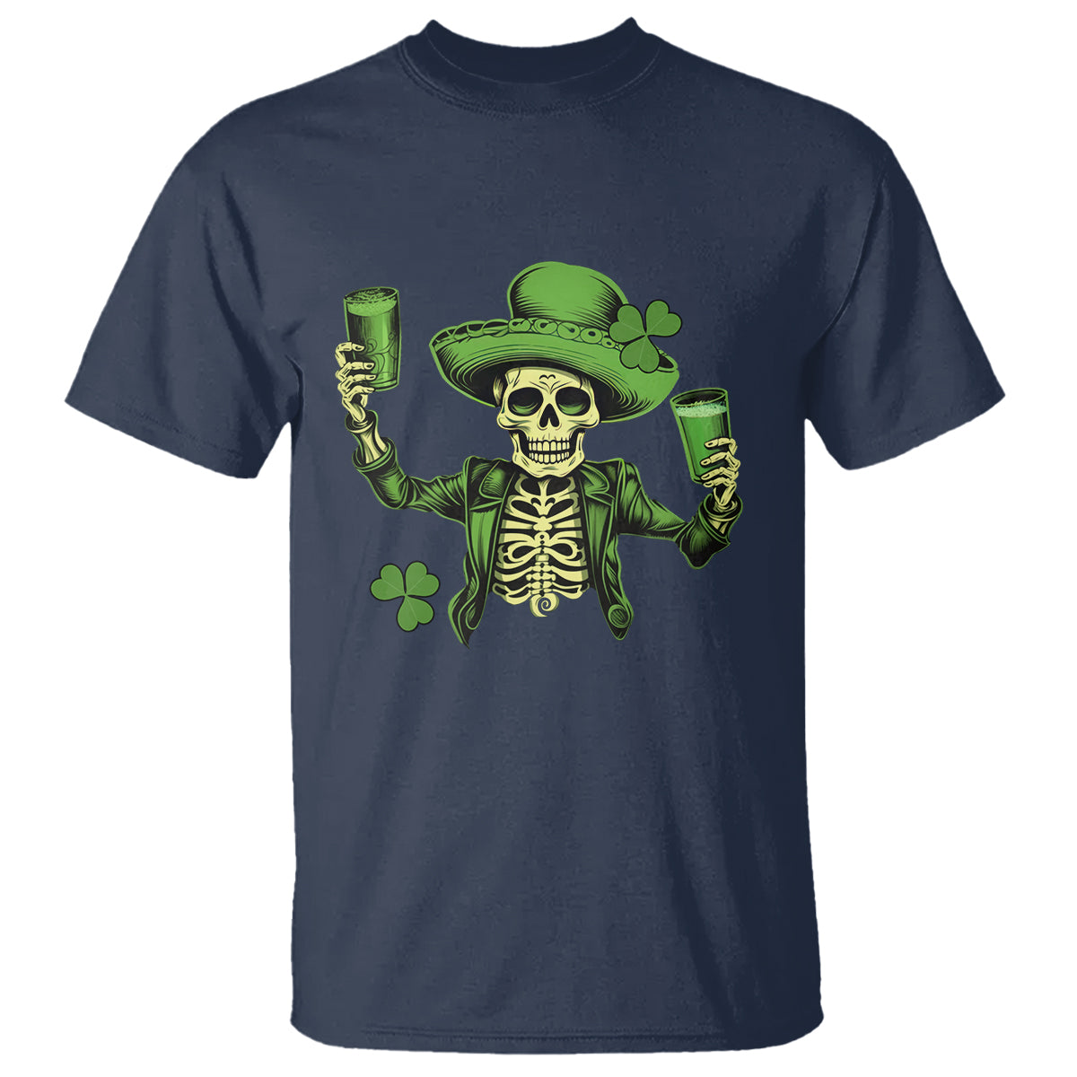 Funny St. Patricks Day Drinking Skeleton T Shirt for Beer Lover Alcoholic - Wonder Print Shop