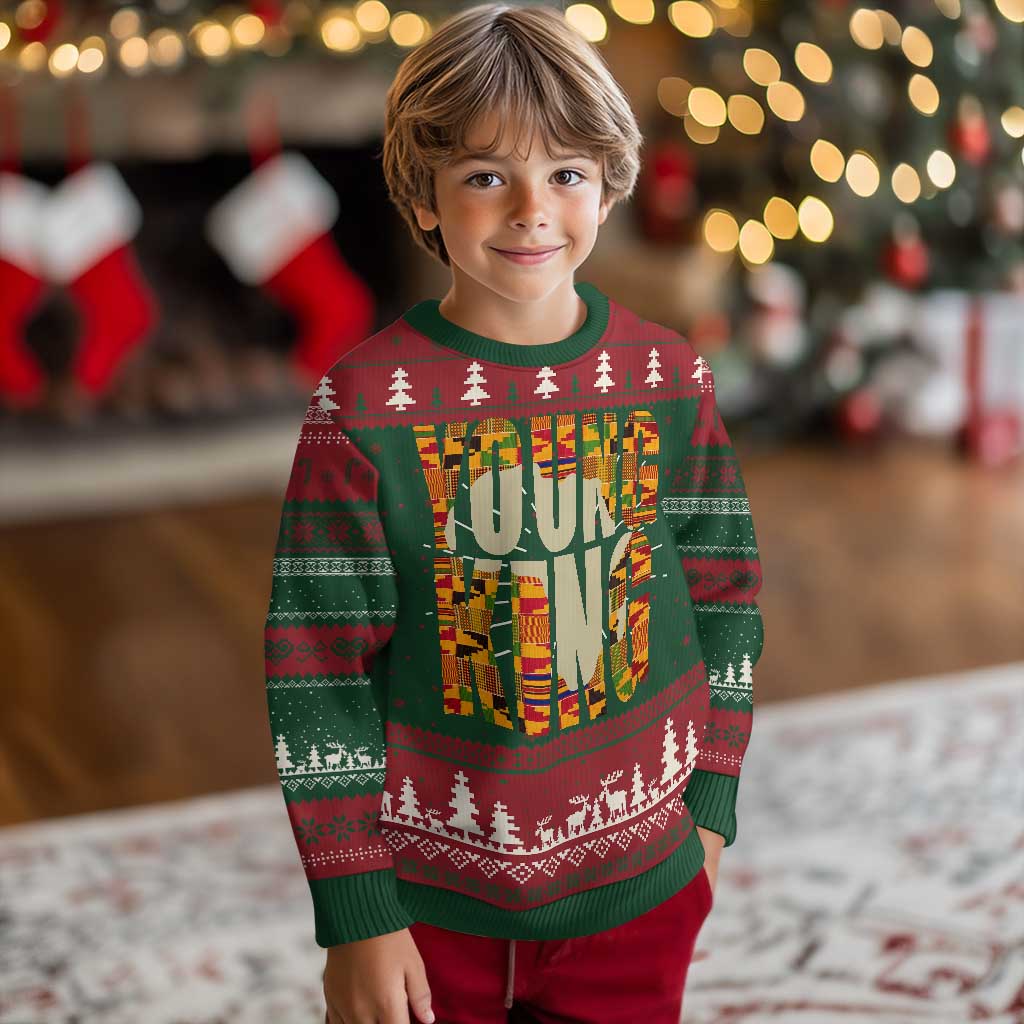 African Kente Ugly Christmas Sweater Young King for Boys Men - Wonder Print Shop