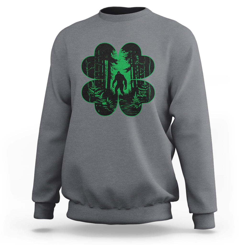 Funny St. Patricks Day Bigfoot Sweatshirt Sasquatch Shamrock Paddys Irish - Wonder Print Shop