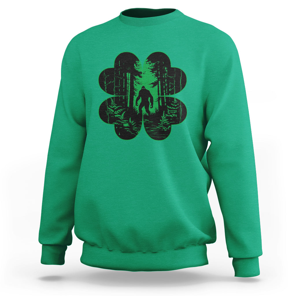 Funny St. Patricks Day Bigfoot Sweatshirt Sasquatch Shamrock Paddys Irish - Wonder Print Shop