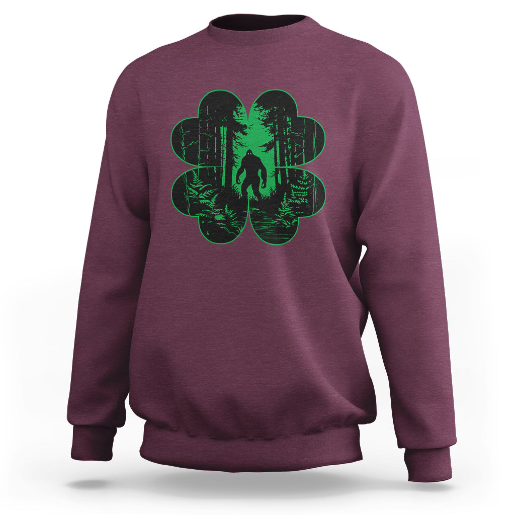 Funny St. Patricks Day Bigfoot Sweatshirt Sasquatch Shamrock Paddys Irish - Wonder Print Shop