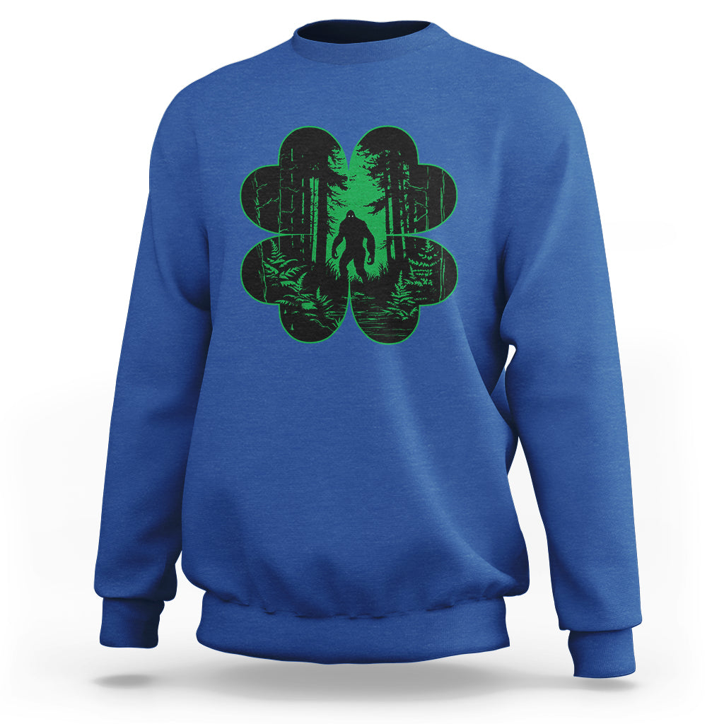 Funny St. Patricks Day Bigfoot Sweatshirt Sasquatch Shamrock Paddys Irish - Wonder Print Shop