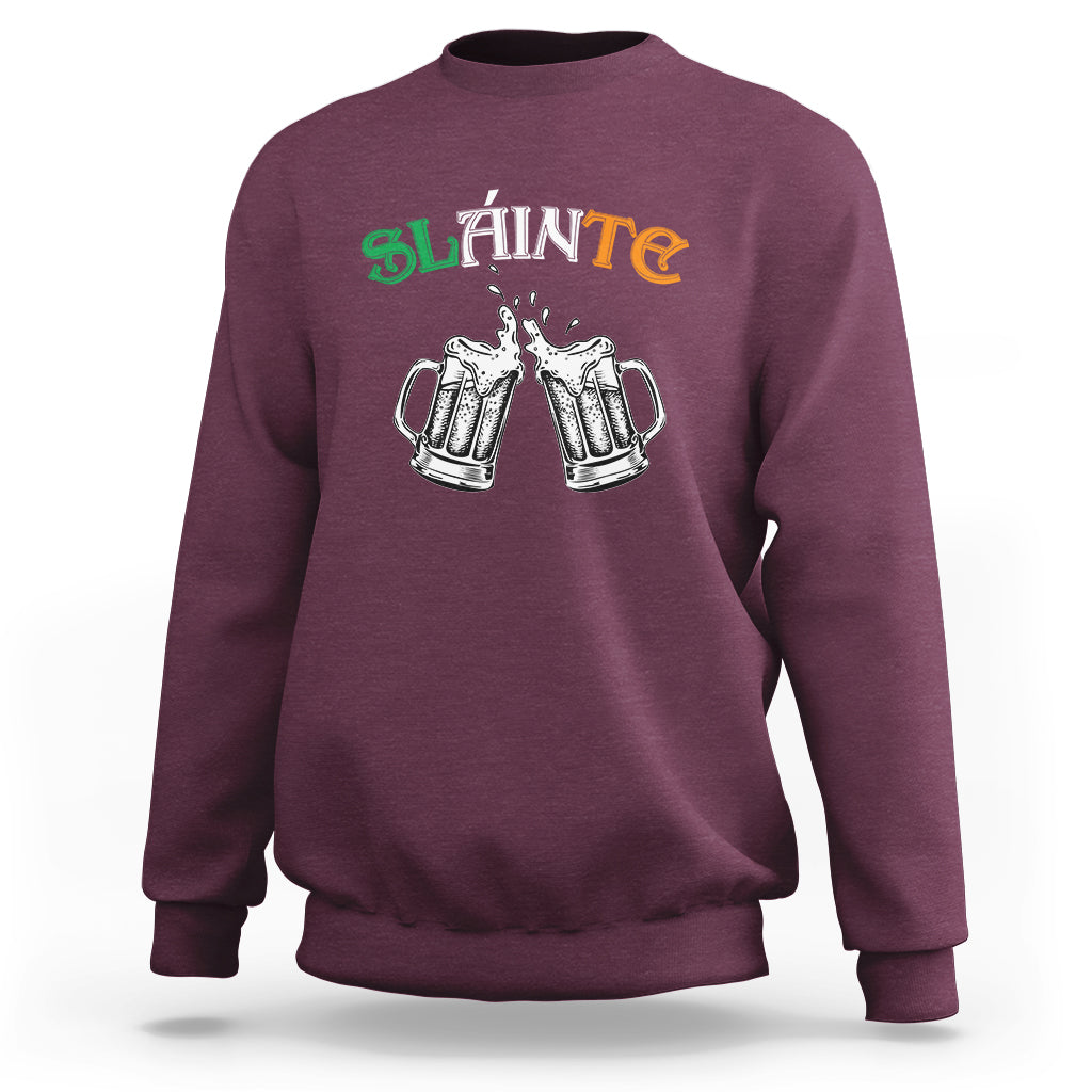 Funny St. Patricks Day Drinking Sweatshirt Slainte Irish Cheers - Wonder Print Shop