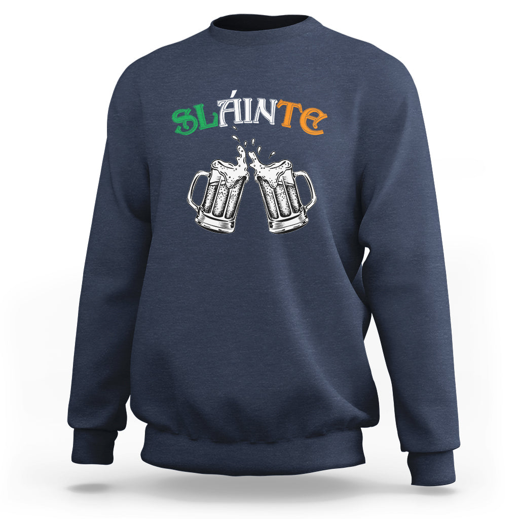 Funny St. Patricks Day Drinking Sweatshirt Slainte Irish Cheers - Wonder Print Shop