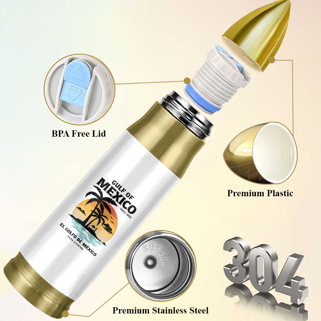 Gulf of Mexico Forever Since 1550 Bullet Tumbler Golfo De Mexico Para Siempre Retro Beach
