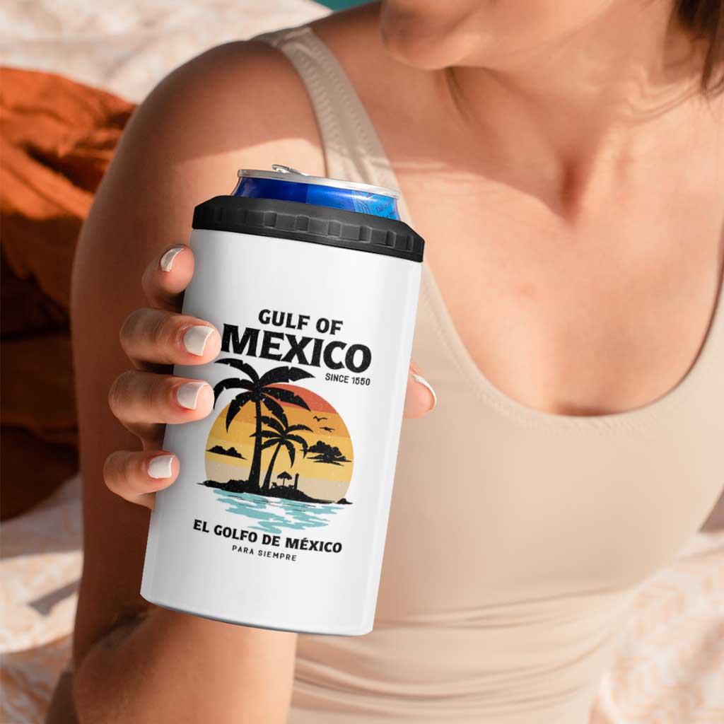 Gulf of Mexico Forever Since 1550 4 in 1 Can Cooler Tumbler Golfo De Mexico Para Siempre Retro Beach