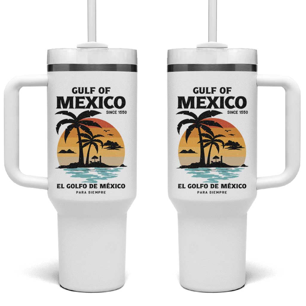 Gulf of Mexico Forever Since 1550 Tumbler With Handle Golfo De Mexico Para Siempre Retro Beach