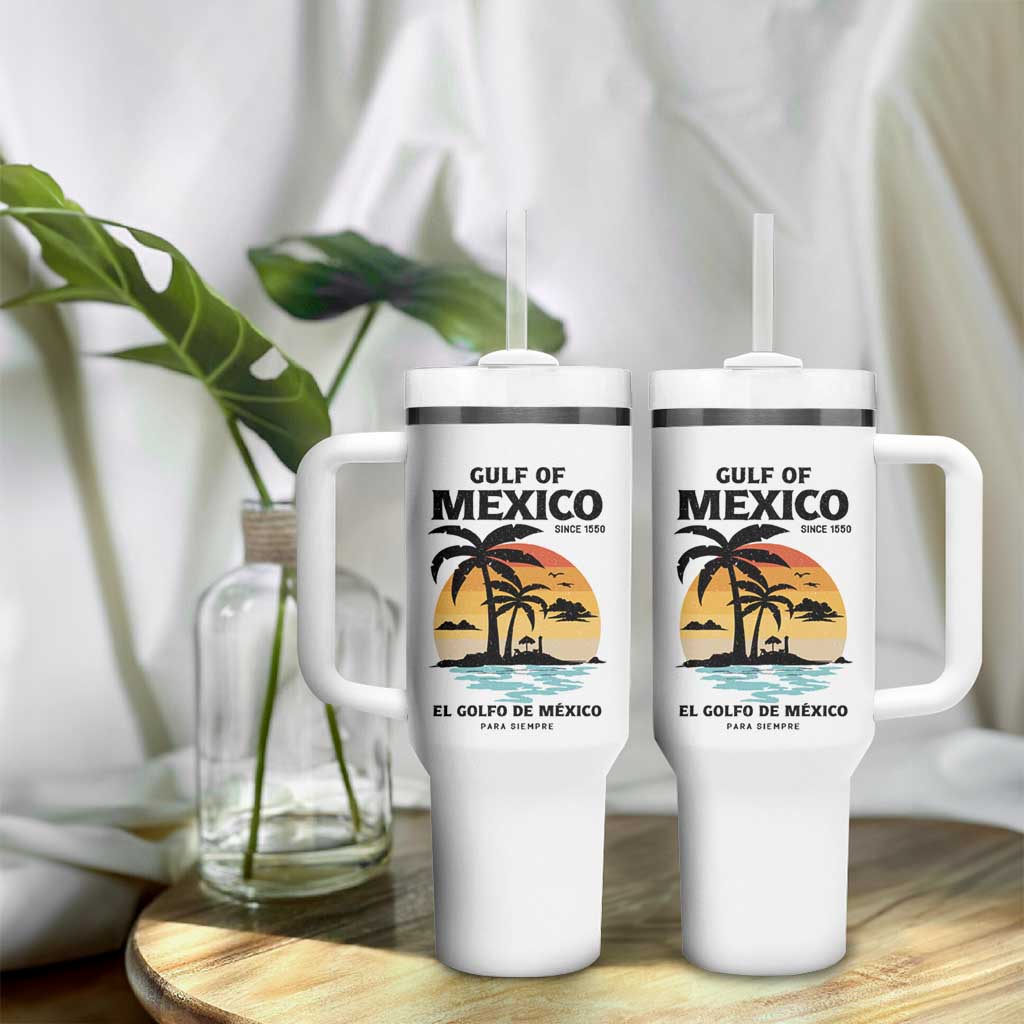 Gulf of Mexico Forever Since 1550 Tumbler With Handle Golfo De Mexico Para Siempre Retro Beach