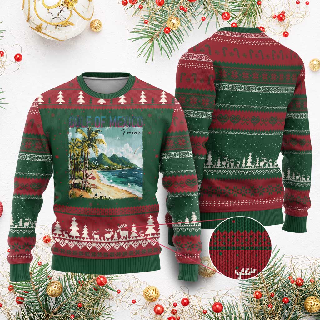 Gulf of Mexico Forever Ugly Christmas Sweater Retro Beach - Wonder Print Shop