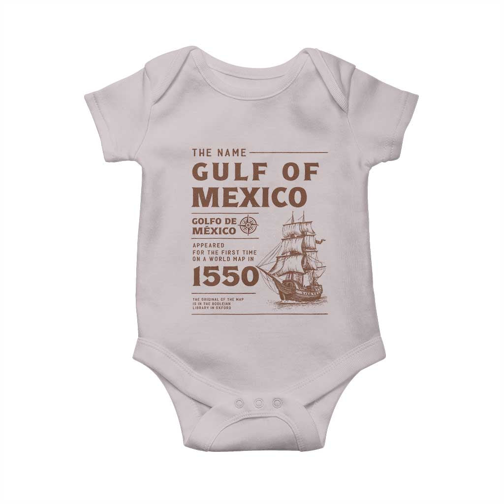 Gulf of Mexico Name Origin 1550 Baby Onesie Sailing Ship Retro Vintage