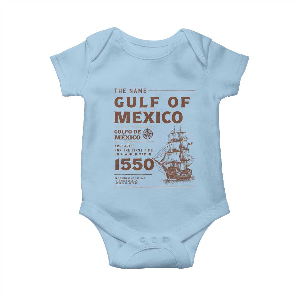 Gulf of Mexico Name Origin 1550 Baby Onesie Sailing Ship Retro Vintage