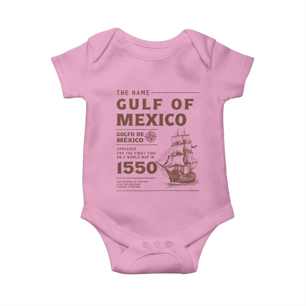 Gulf of Mexico Name Origin 1550 Baby Onesie Sailing Ship Retro Vintage